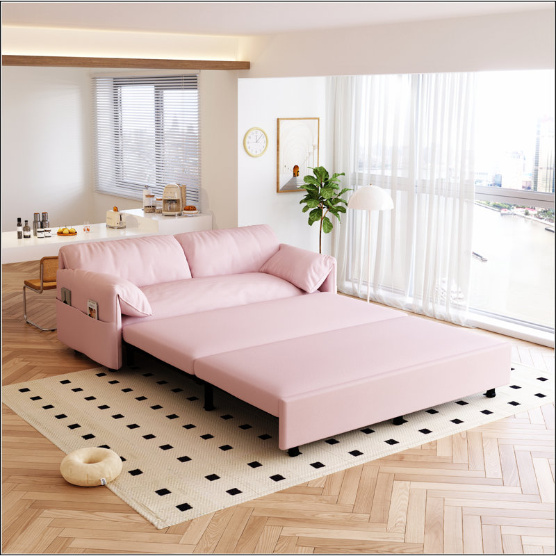 Latitude Run Queen Pull Out Sofa Bed Convertible Sleeper Sofa with Side Storage Multi Functional Loveseat Bed Wayfair